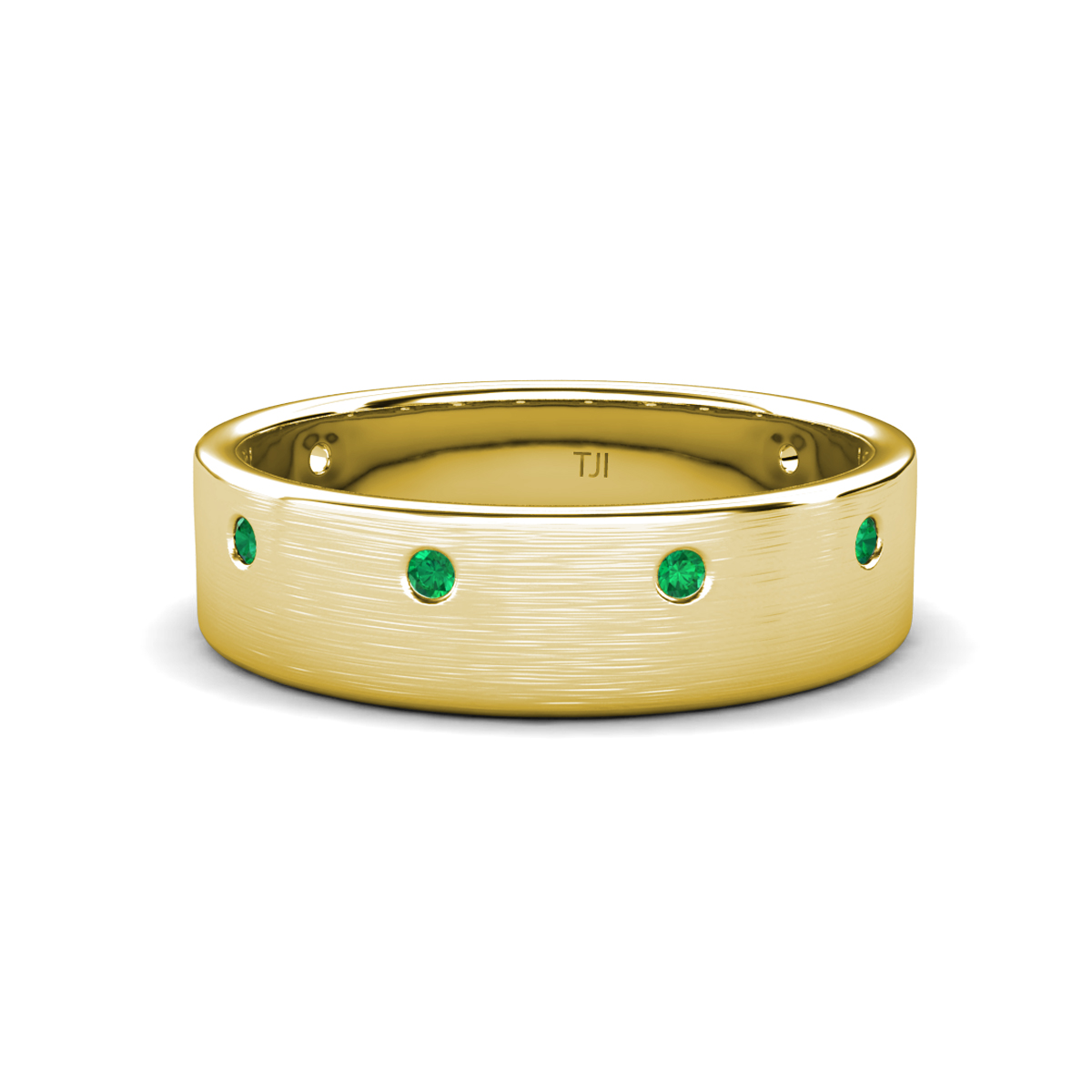 Orion Round Emerald Brushed Satin Finish Men Wedding Band (8 mm) 